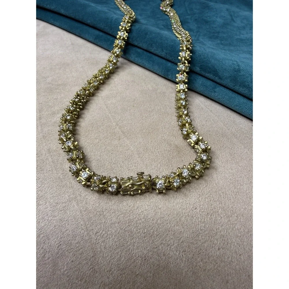 Gold‎ Tone Tennis Necklace Crystal Rhinestone
